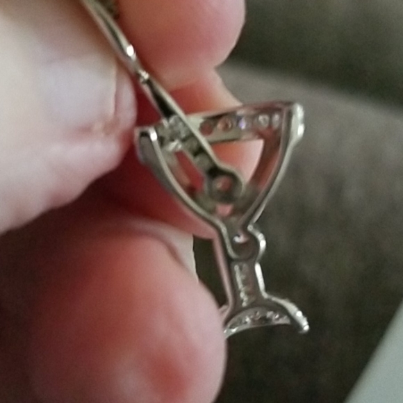 Solid 925 SS w/ Platinum Overlay Martini Necklace - Picture 9 of 10